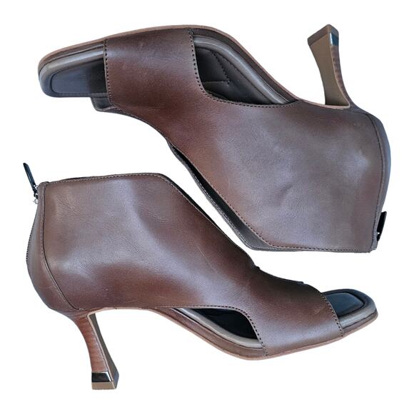 Square Toe Ankle Bootie Brown Leather Vince Camuto Jesilia Split Vamp Size 7.5 - Picture 11 of 12